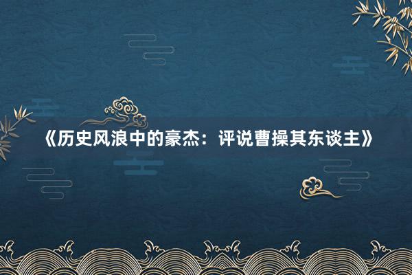 《历史风浪中的豪杰：评说曹操其东谈主》